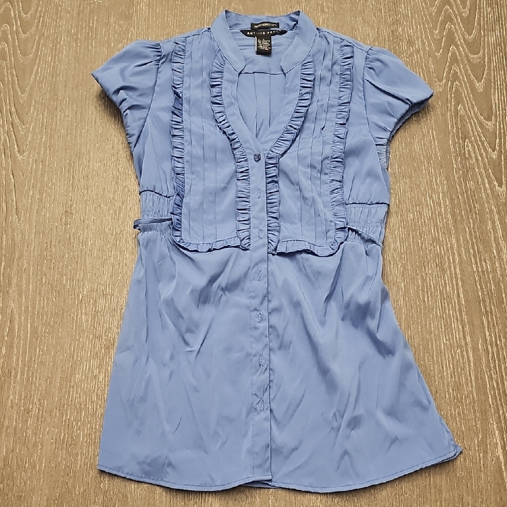 Antilia Femme Light Blue Ruffled Blouse